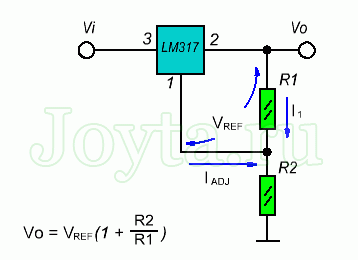  схема 1 LM317 регулируемого стабилизатор напряжения и тока